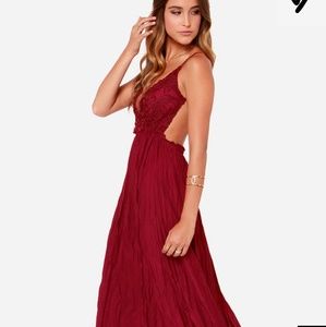 Lulus red crochet backless maxi